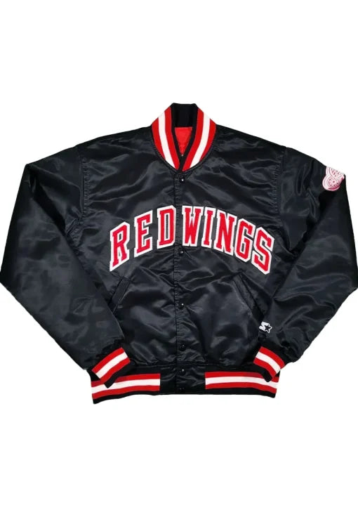 80’s Detroit Red Wings Black Satin Jacket