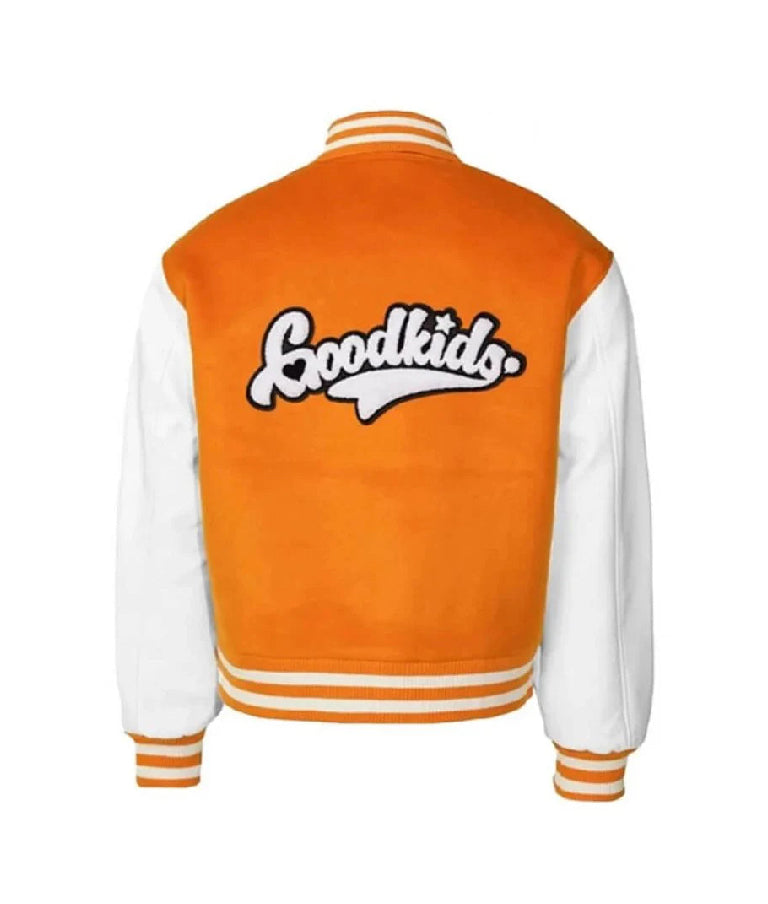 A Few Good Kids Orange Cherub Baseball Varsity Jacket