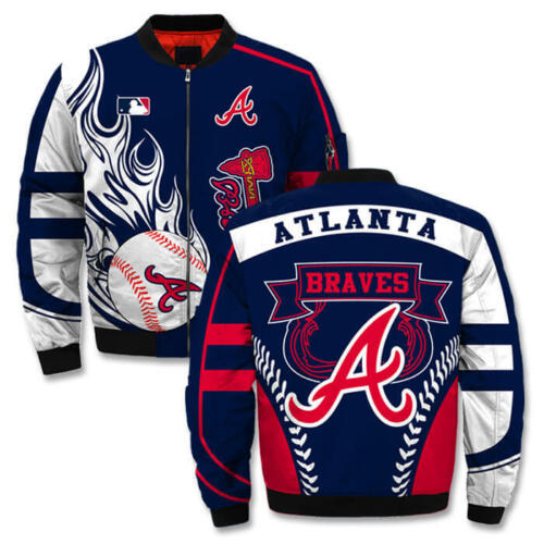 Atlanta Braves Blue and White Bomber Jacket