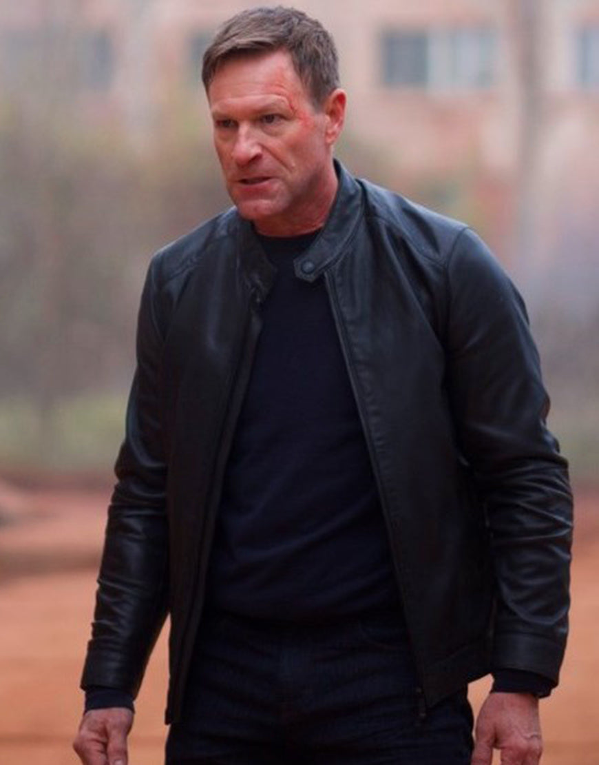 Chief Of Station 2024 Aaron Eckhart Black Leather Jacket