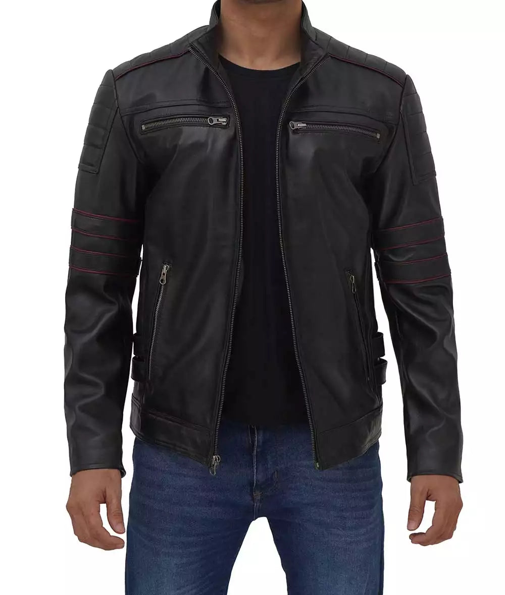 Men's Black Cafe Racer Jacket - Few Left