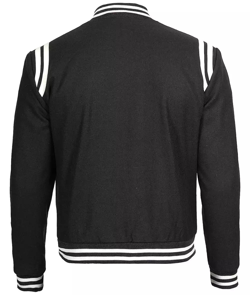 Black Letterman Jacket With White Detailing - Wool Blend (Limited Stock)