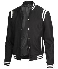 Black Letterman Jacket With White Detailing - Wool Blend (Limited Stock)