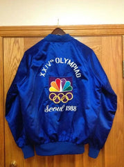 Blue Seoul Korea 1988 NBC Olympiad Satin Jacket