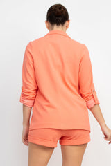 Roll-up Quarter Sleeve Jacket Coral