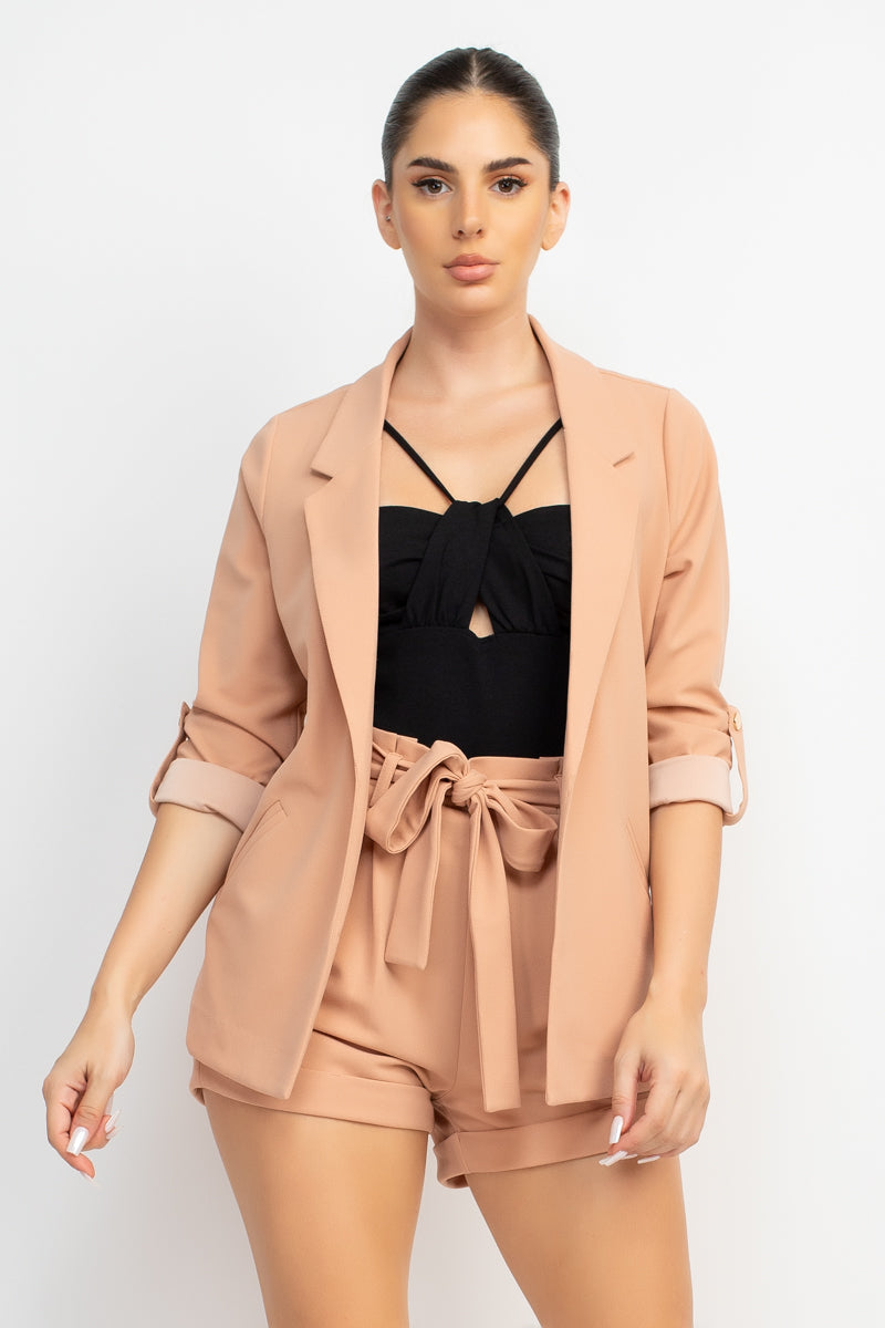 Roll-up Quarter Sleeve Jacket Coral