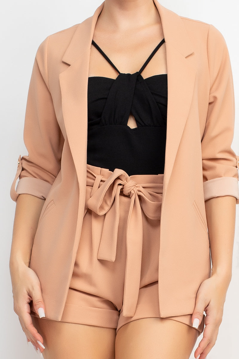 Roll-up Quarter Sleeve Jacket Coral