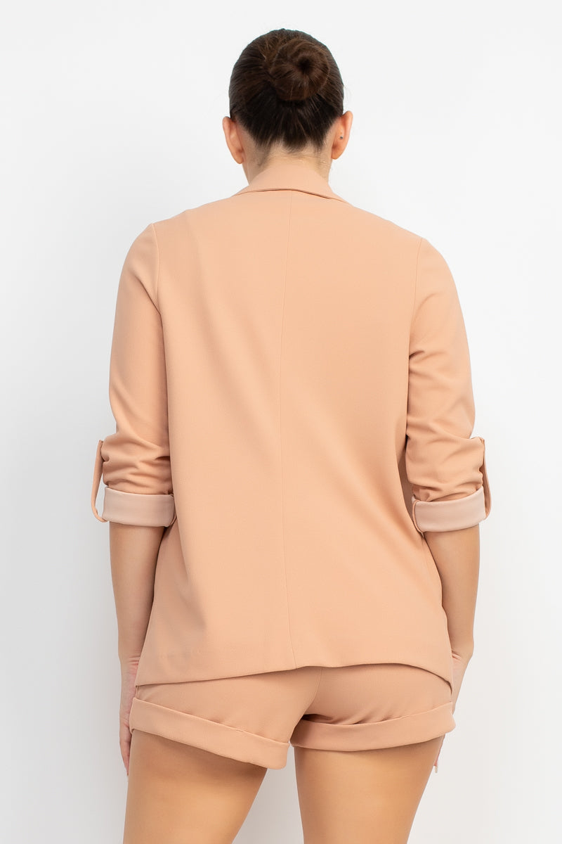 Roll-up Quarter Sleeve Jacket Coral