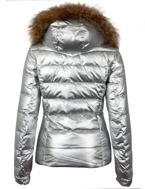 Beth Behrs 2 Broke Girls S04 Silver Puffer Jacket