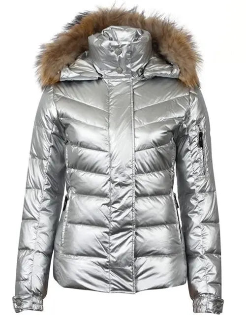 Beth Behrs 2 Broke Girls S04 Silver Puffer Jacket