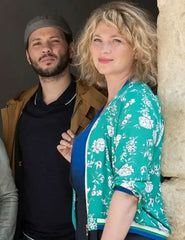 Cécile Bois Can­dice Renoir Green Floral Bomber Jacket