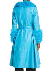 Christine Quinn Blue Shearling Coat