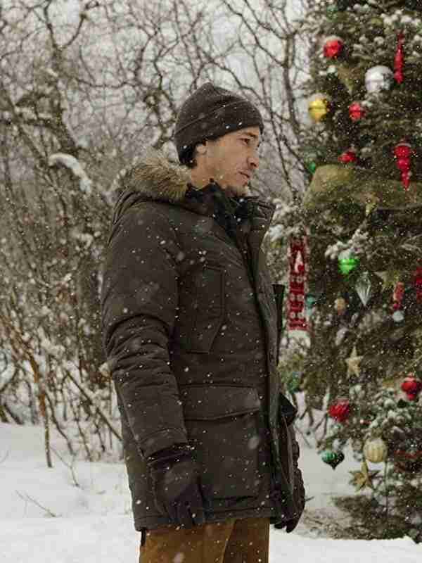 Christmas with the Campbells Justin Long Olive Green Shearling Jacket