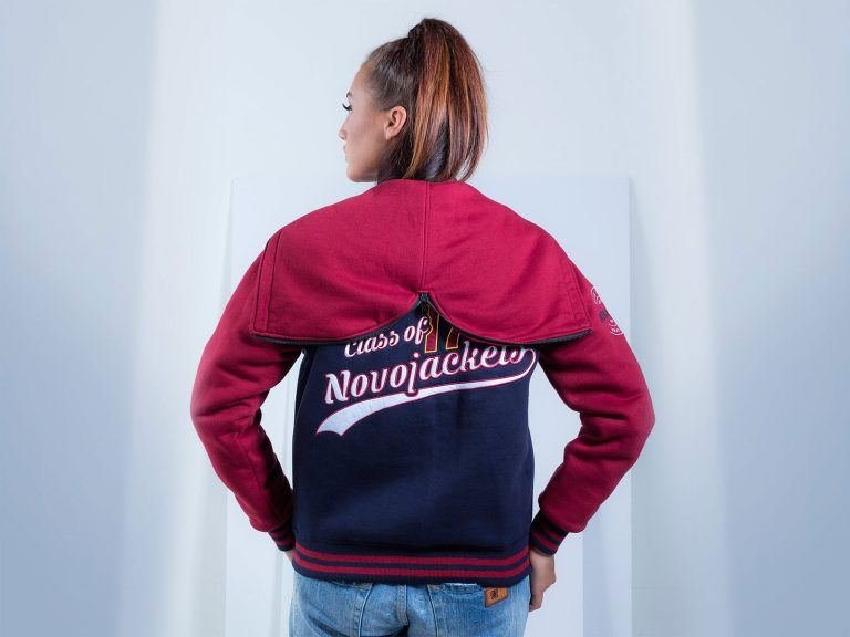 Class Of 17 Novo Jackets Navy Blue And Red Letterman Jacket