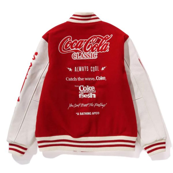 Coca Cola Red And White Wool Varsity Jacket