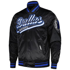 Dallas Mavericks Script Tail Satin Varsity Jacket