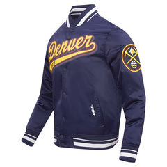 Denver Nuggets Script Tail Satin Varsity Jacket