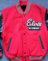 Elvis In Concert Tour Red And Black Varsity Jacket