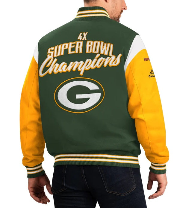 Green Bay Packers 4 Time Super Bowl Varsity Jacket