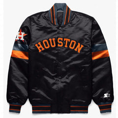 Houston Astros Home Game Black Varsity Satin Jacket