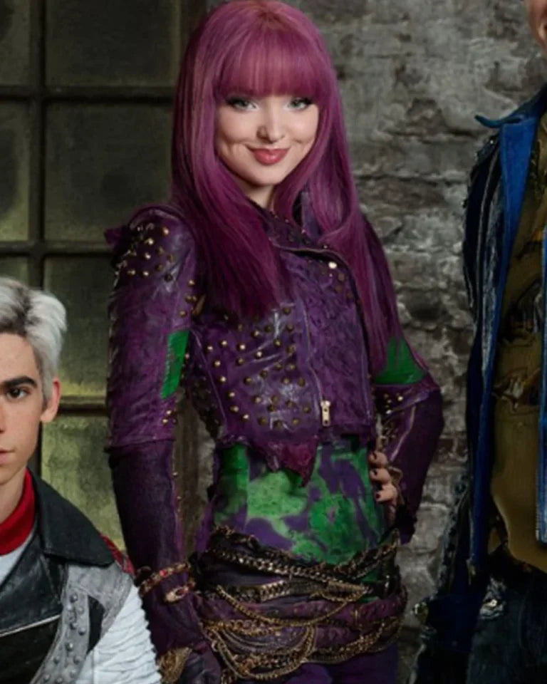 Dove Cameron Descendants 2 Purple Studded Leather Jacket