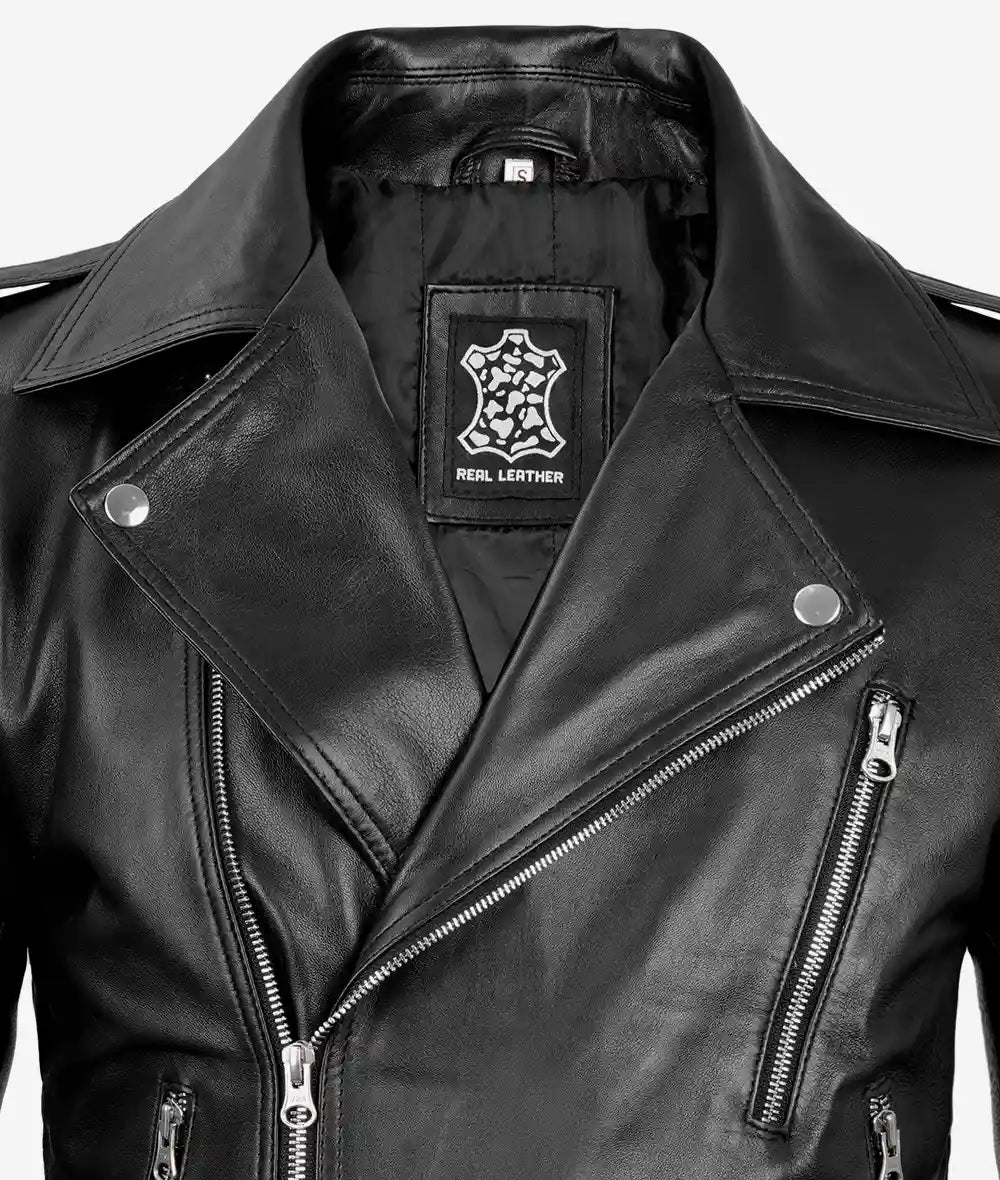 Men's Black Asymmetrical Motorcycle Leather Jacket