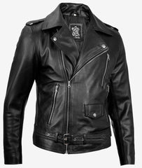 Men's Black Asymmetrical Motorcycle Leather Jacket