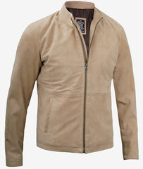 Men's Suede Jacket With Mandarin Collar