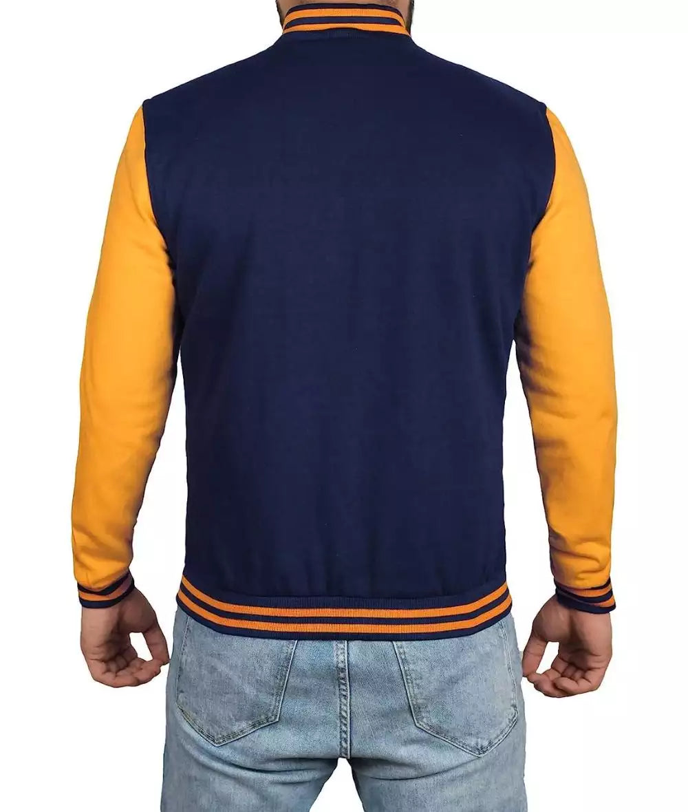 Blue and Yellow Baseball Style Men's Varsity Jacket - Letterman Bomber