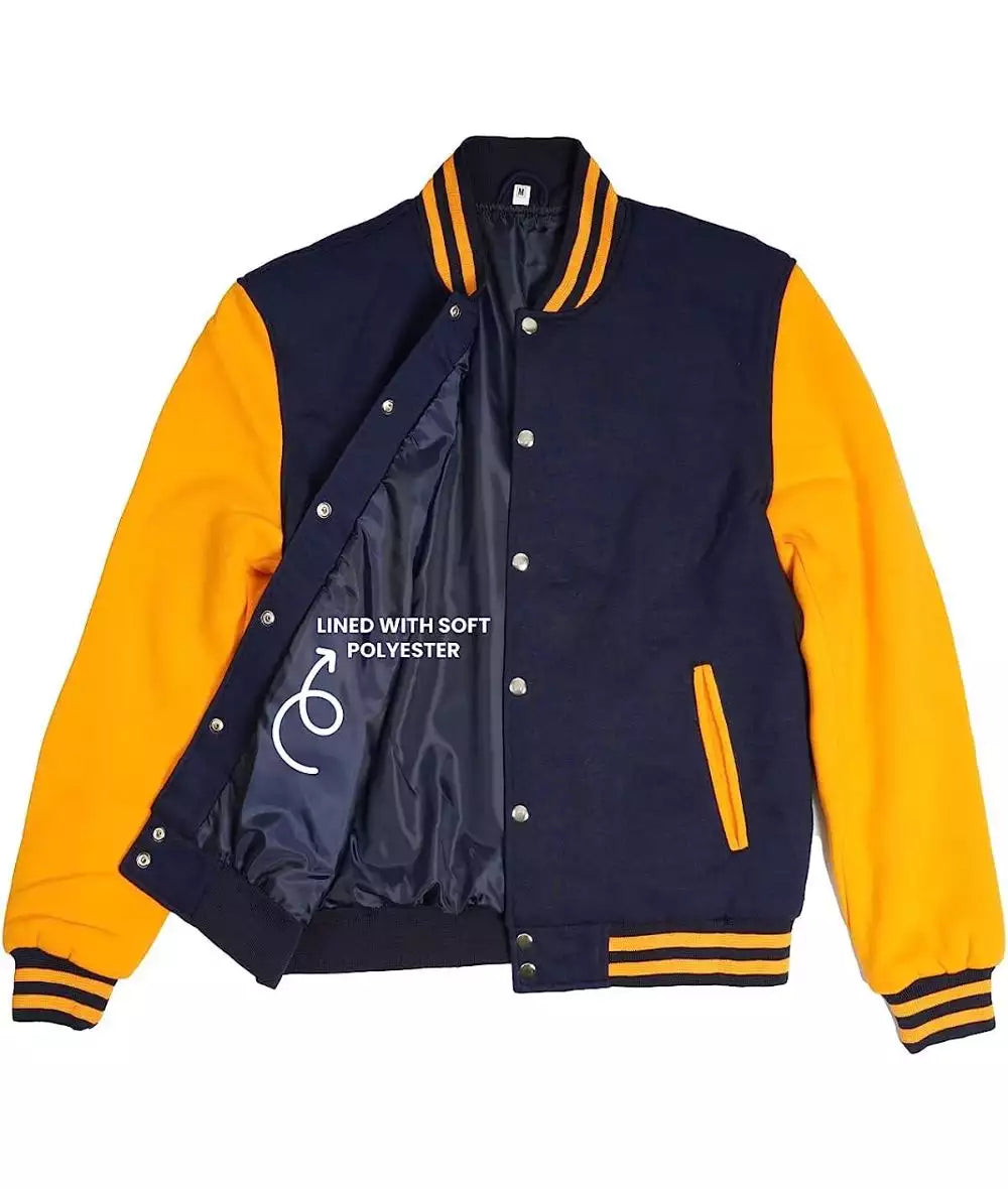 Blue and Yellow Baseball Style Men's Varsity Jacket - Letterman Bomber