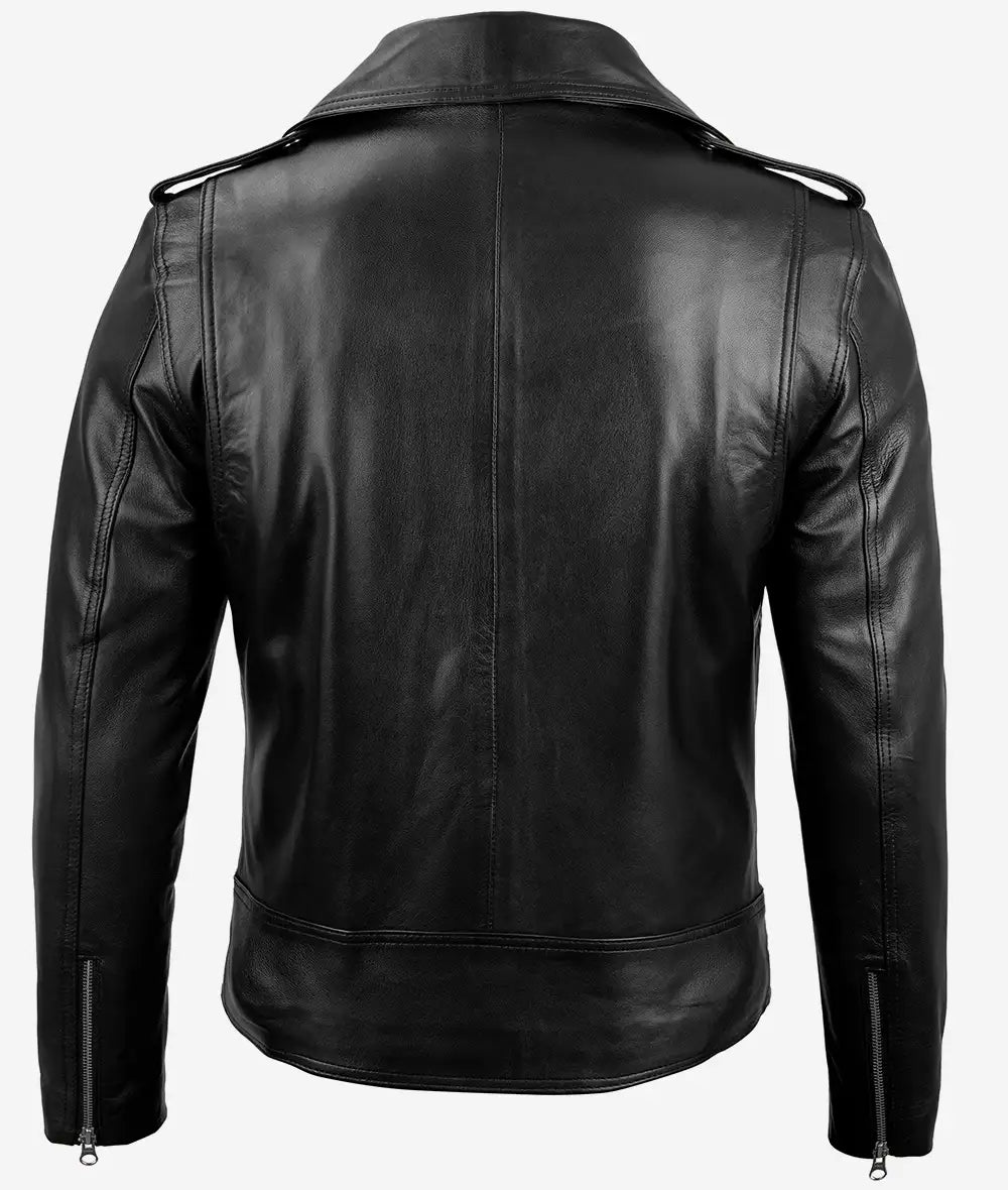 Men's Black Asymmetrical Motorcycle Leather Jacket