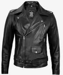 Men's Black Asymmetrical Motorcycle Leather Jacket