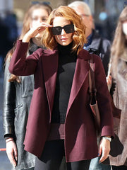 Canary Black 2024 Kate Beckinsale Maroon Coat