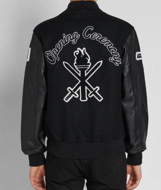 Opening ceremony varsity black jacket