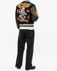 Off-White Leather Varsity Jacket – Black