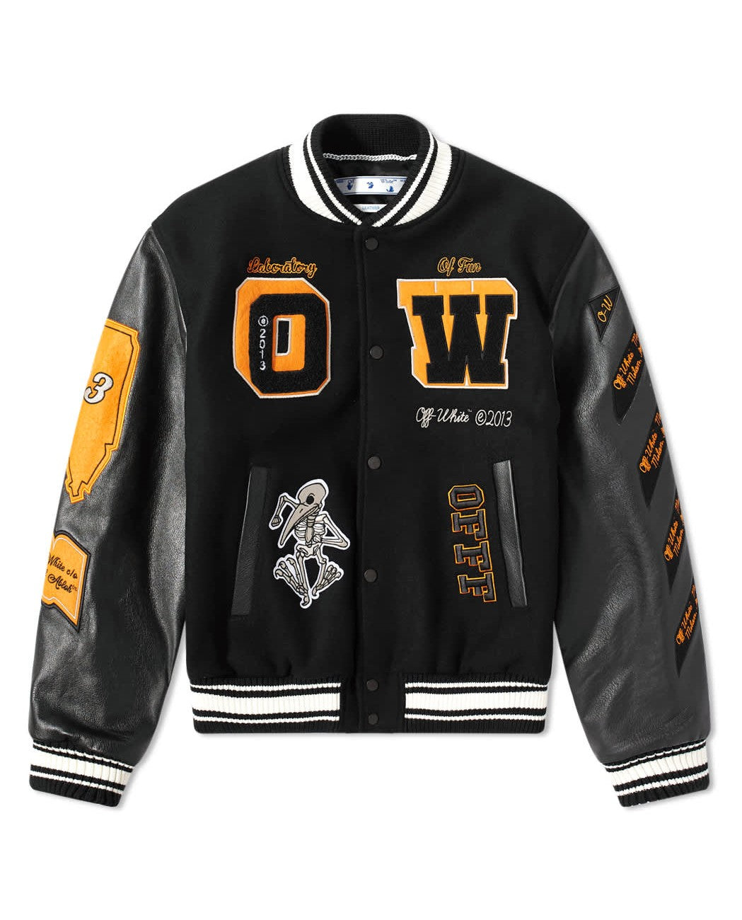 Off-White Leather Varsity Jacket – Black