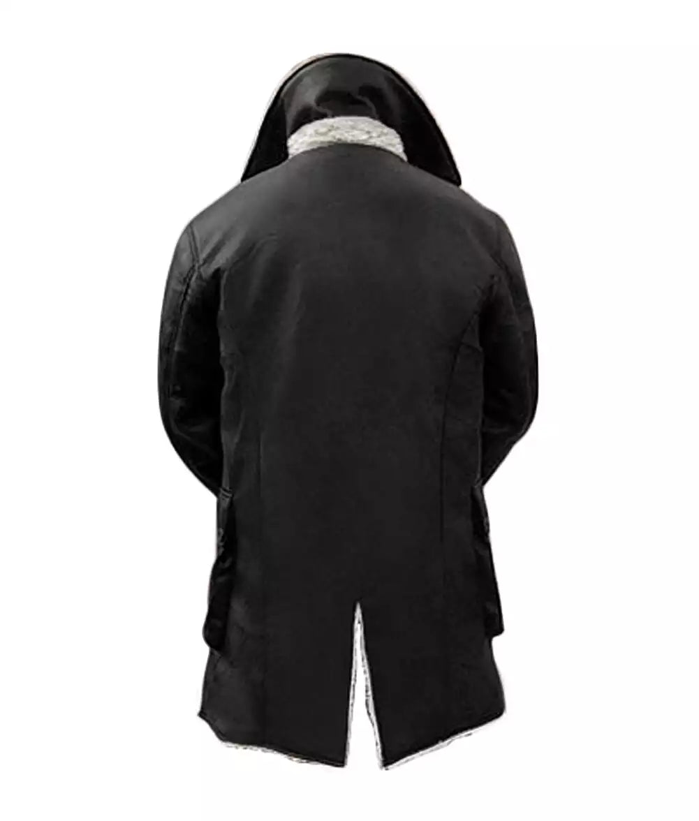 Men's Bane Black Real Leather Winter Coat - Swedish Bomber Jacket