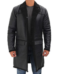 Real Leather Black Sherpa Coat Mens - Winter Coat