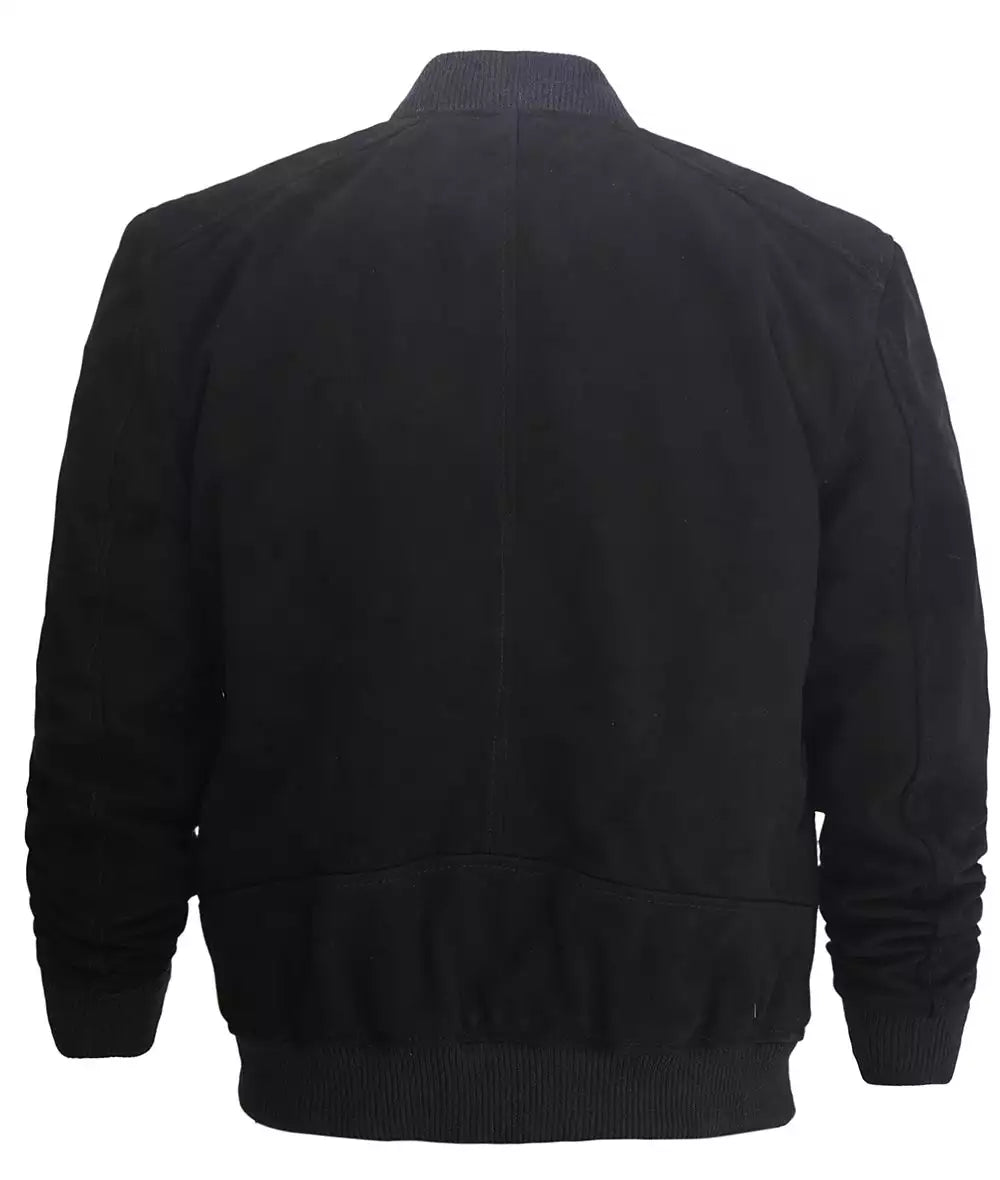 Men's Premium Black Suede Bomber Jacket