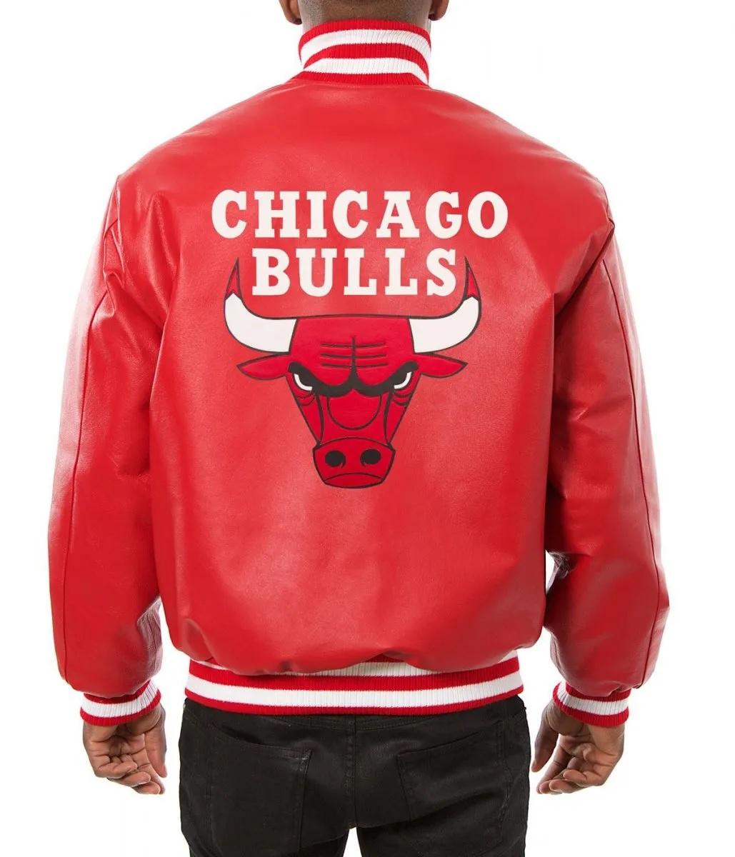 Chicago Bulls Red Leather Varsity Jacket