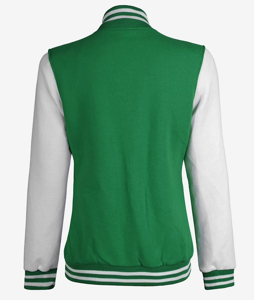 Women's Green and White Letterman Jacket - Baseball Bomber Style *Limited Stock*