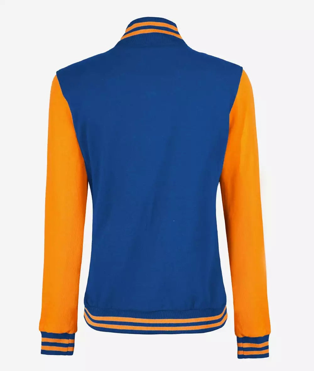 Womens Baseball Style Yellow and Royal Blue Varsity Letterman Jacket *Ends Soon*