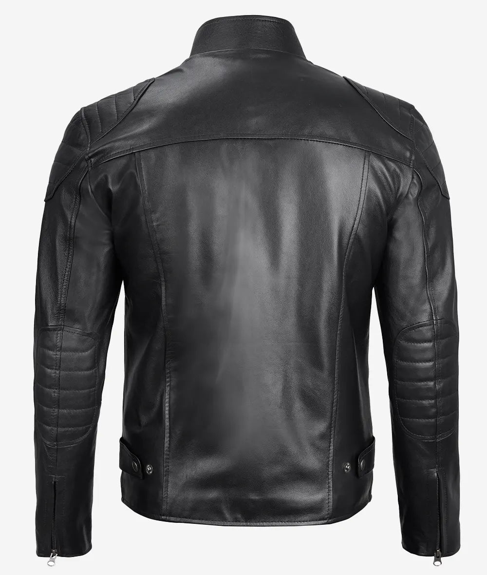 Men's Black Lambskin Leather Cafe Racer Jackets