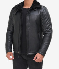 Men's B3 Bomber Black Shearling Leather Jacket