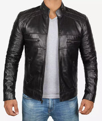 Men's Premium Black Cafe Racer Leathers Jackets