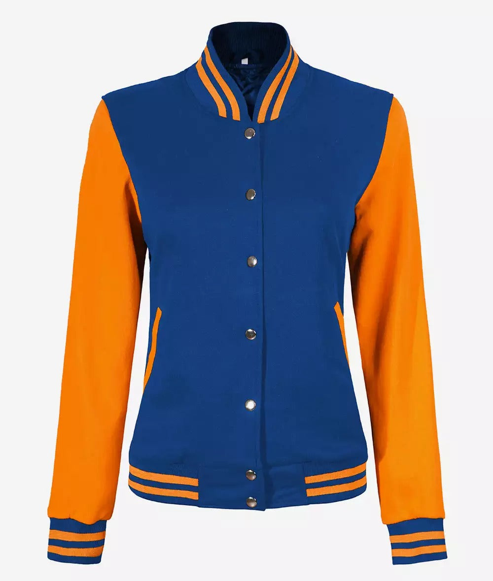 Womens Baseball Style Yellow and Royal Blue Varsity Letterman Jacket *Ends Soon*