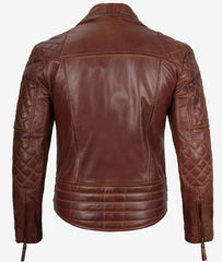 Men's Cognac Motorcycle Leather Jacket