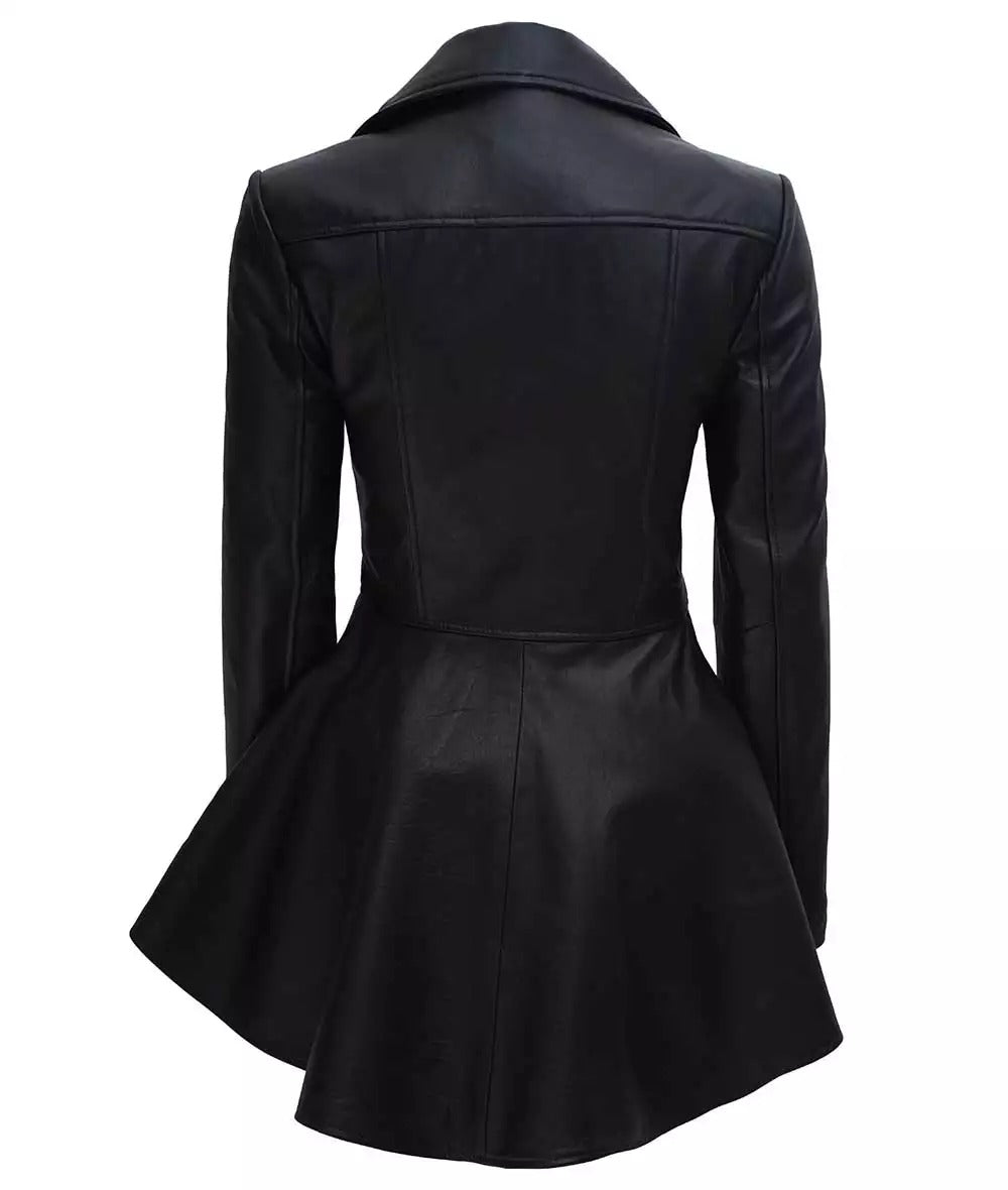 Clarissa Womens Black Peplum Leather Jacket