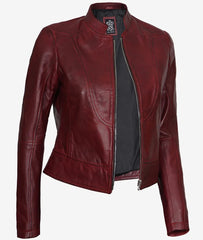 Womens Slim Fit Maroon Leather Jacket