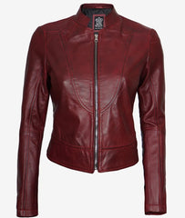 Womens Slim Fit Maroon Leather Jacket